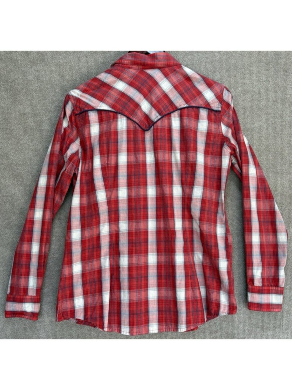 Vtg Wrangler Retro Men's Large Shirt Plaid Western Snap Pearl Cowboy Red White - Picture 7 of 16